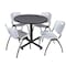 Kobe Kobe Round Table & Chair Set, Wood, Metal, Plastic Top, Grey TKB36RNDGY47GY - alternate 1